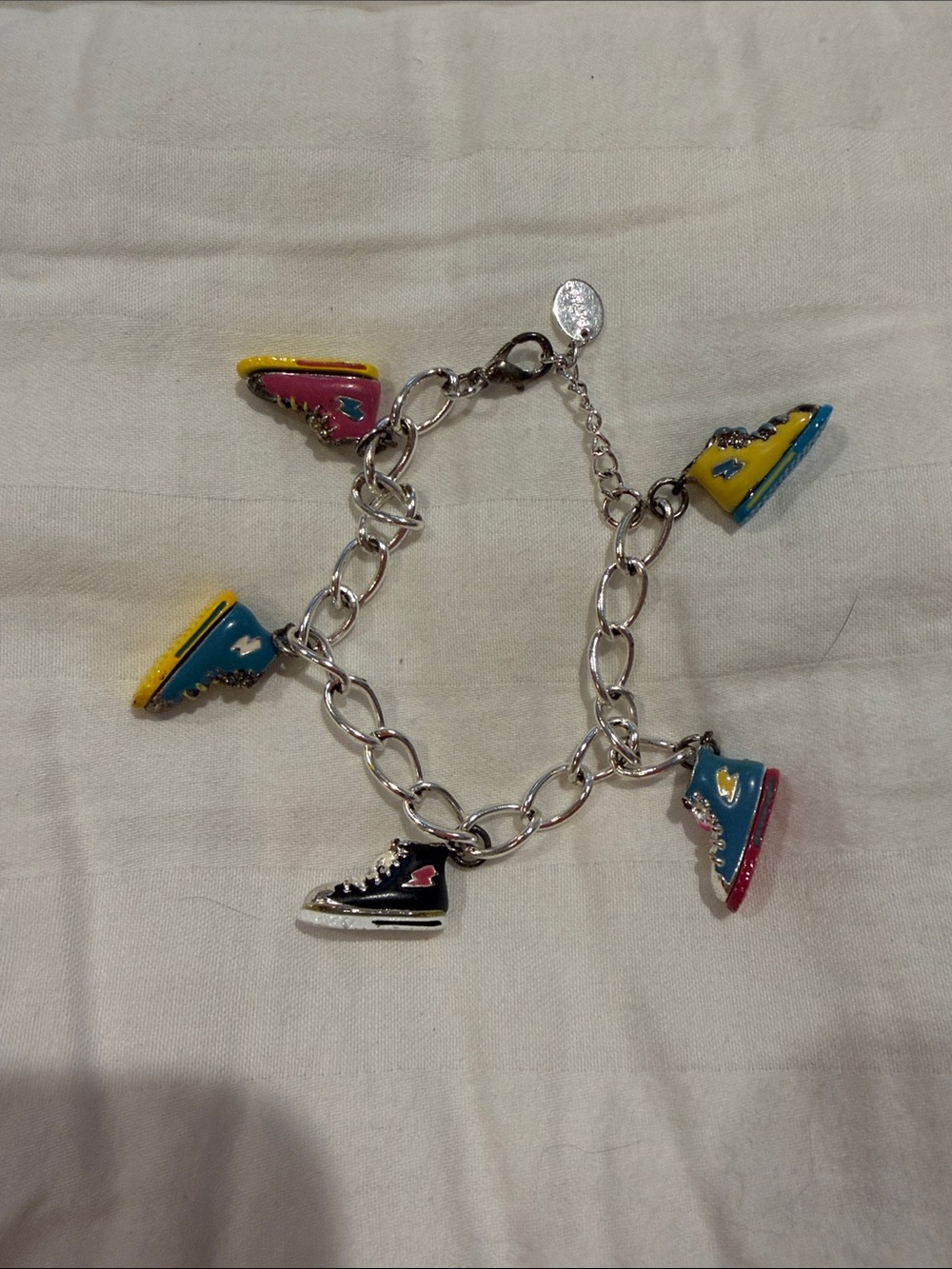 Kids Charm Bracelet with Colorful Sneaker Charms - Pink, Blue, Yellow